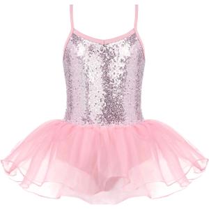 Zaclotre Little Girls Sequin Leotard Sparkly Strap Ballet Leotards Tutu Dress Ballerina Outfit Dance Costume for Kids (4-5T)