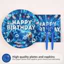 96Pcs Level 10 Birthday Party Decorations Boy 10 Years Old Plates and Napkins Blue Video Game Tableware Set for Boys Gamer Gaming 10th Birthday Party Supplies, Serves 24