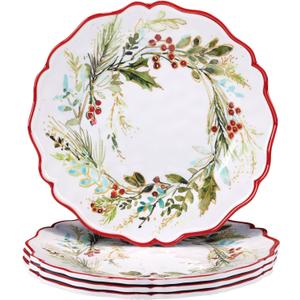 Certified International Christmas Gatherings 11" Melamine Dinner Plates, Set of 4 (Large)