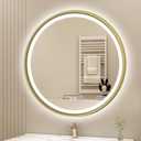 S'bagno 24'' Round Gold LED Mirror for Bathroom with Frontlit & Backlit, LED Vanity Mirror with Metal Frame, Anti-Fog, Stepless Dimmable, 3 Colors Temperature