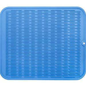 MicoYang Silicone Dish Drying Mat for Multiple Usage,Easy clean,Eco-friendly,Heat-resistant Silicone Mat for Kitchen Counter or Sink,Refrigerator or Drawer Liner Lichen BlueL 2XL 24 inches x 18 inches
