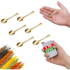 Tiny Spoons - Mini Stainless Steel Spoons 2.9 inch for Salt Jars Spice Jars, SUS 304 Food Grade Seasoning Spoon for Powder Spices, Pepper, Sugar, Coffee (2.9Inch(7.3cm)-Gold)