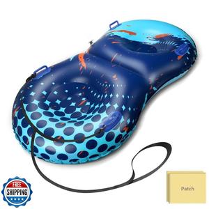 Snow Tube with Towable Tow Rope, UOLUUK 2 Persons Heavy Duty Inflatable Sled for Kids & Adults Premium AbrasionResistant Thickened Bottom Sledding for Outdoors (Purple Lightning)