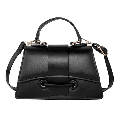 Ayliss Black Small Crossbody Handbag Women's Purse Clutch Cute Trendy Bag Top Handle PU Leather Shoulder Bag (Black #2-1)