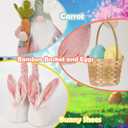 unanscre Standing Easter Bunny Gnome Plush Decoration - 26-36Large Rabbit Gnome w/Retractable Spring Legs Handmade Hold Easter Eggs Basket & Carrot Elf Doll for Easter Ornament Home Decor