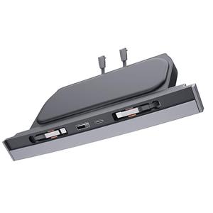 USB Docking Hub for Tesla Model 3/Y Waterproof - Fast Charger for Model Y/3 Accessories 2024 2023 2022 2021 4Ports Retractable Docking Station, 2 Type-C Fast Charging Cables (Not Fit Model 3 2024)