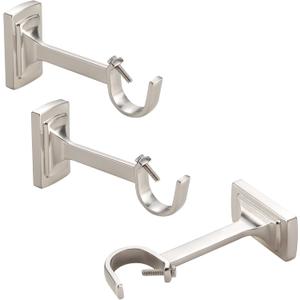 3 Pieces Heavy Duty Adjustable Curtain Rod Brackets, Hardware Curtain Rod Holders, Brushed Nickel Curtain Rod Hooks for Wall