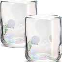 Icon Juice Glasses, 14oz Stemless Wine Drinking Juice Glass Cup for Valentine Party Supplies Gift(2 Pcs,Shell White)