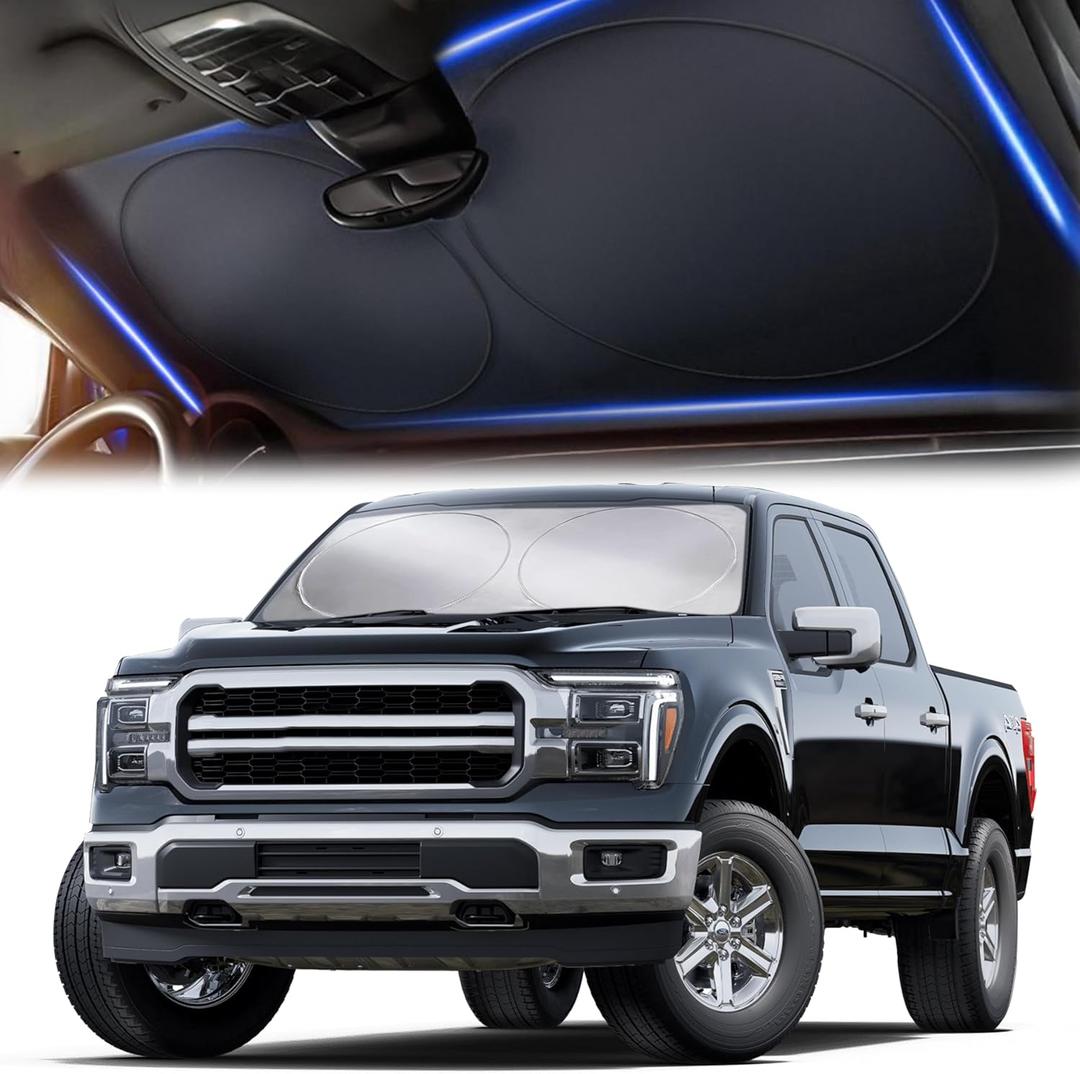 X-Large Truck Front Windshield Sun Shade (69" x 35")  280T Thickened Reflective Sunshade, Blocks 99% Heat & UV Rays, Foldable Windshield Sunshade Keeps Vehicle Interior Cool