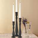 Candlestick Holders Black Candle Holder for Candlestick,Taper Modern Candle Holders Set of 3,Tall Wood Candle Sticks Holder Decor(12"/10"/8" H) (3, Black)
