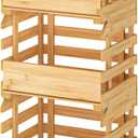 G.a HOMEFAVOR Bamboo Fruit Basket Stand, Potato and Onion Storage Cart, 3-Tier Fruit Basket with wheels, Vegetable Storage for Kitchen Floor (Self-assembly)