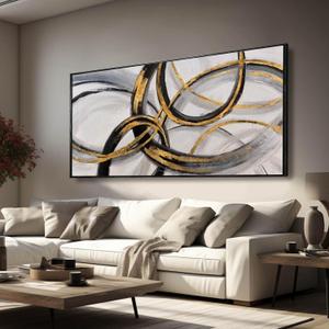 Large Framed Canvas Wall Art Gold Foil Prints Art Abstract Wall Pictures for Bedroom Dining Room Black Line Art 29"x 58" Gallery Wall Decor