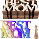 2 x 12PCS Mother's Day Unfinished Wood Crafts for Kids School Classroom, DIY Coloring Best MOM Wood Crafts,School Classroom Home Fun Activities