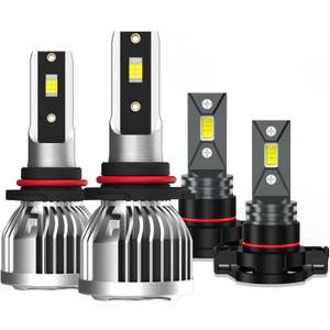 Compatible with GMC Sierra 1500 2014 2015,GMC Sierra 2500HD 3500HD 2015,9012 High/Low Beam h16 Fog Light Bulbs, High Power 6500K White Car Light, Plug & Play, Pack of 4