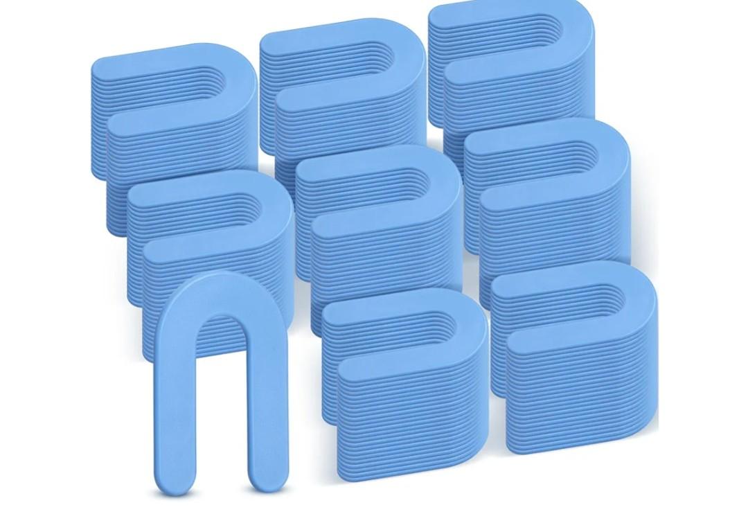 Thyle 1500 Pcs Horseshoe Shims Tile Spacers Blue Tile Spacers 1/16 Inch Structural U Shape Plastic Shims for Leveling