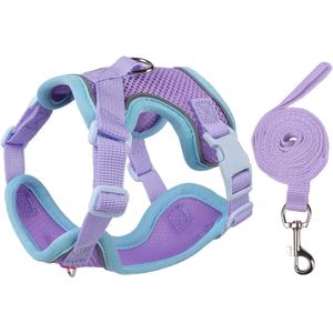 Cat Harness and Leash Set for Walking  Escape-Proof Reflective Vest for Cats and Small Dogs, Adjustable Soft Air Mesh with Pressure-Reducing Design, 4.92ft (Blue & Purple, L)