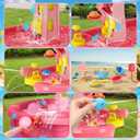 Water Table for Toddlers 3-5, 3-Tier Auto Water-Absorbing Kids Sand Water Table with Water Pump & Umbrella Splash Pond Toy, Sensory Play Table Toys for Outdoor Pool Beach Backyard Summer (Pink）