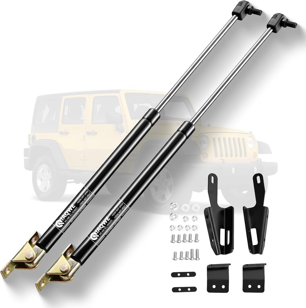 IAQWE Hood Lift Support for Jeep Wrangler JK & Unlimited 2011-2018, 21-20002 Front Bonnet Gas Struts Engine Cover Shocks Assist Kit, 2 Pcs