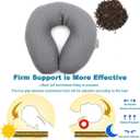 Buckwheat U-Shaped Neck Pillow Adjustable Buckwheat Hull Pillow with Pillowcase, Neck Support and Shoulder Relax Cervical Pillow (12x12 inch, Grey)