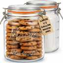 kitchentoolz 64 oz Mason Jars Wide Mouth with Airtight Lids Set of 2 Half Gallon Glass Jar with Lid Large Mason Jars with Lids for Kitchen Pantry, Storage, and Canning, Pack of 2