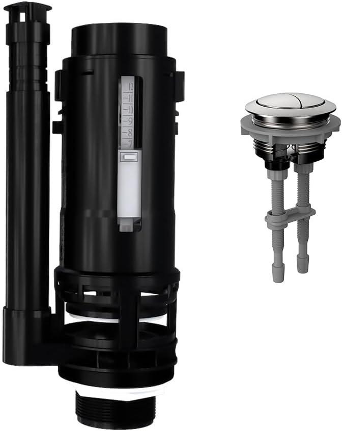 R&T 2-Inch Toilet dual flush valve replacement kit with Top Push Button Toilet Repair Kit Inside Tank Replacement for 2-piece Toilet A2423