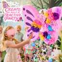 27" Pink Butterfly Pinata for Girls Birthday, Dreamy Floral Party Supplies with Stick, Blindfold & Confetti - Sturdy Paper Mache Centerpiece for Baby Shower, Princess Garden Theme & Fairy Tale Decor