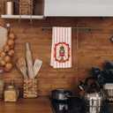 KEUSPI Christmas Nutcracker Kitchen Towels, Nutcracker Christmas Decor, Pink Striped Xmas Soldier Decorative Hand Dish Tea Towels for Bathroom Kitchen, 16x24 Inches (Red Striped Christmas Walnut Candies)