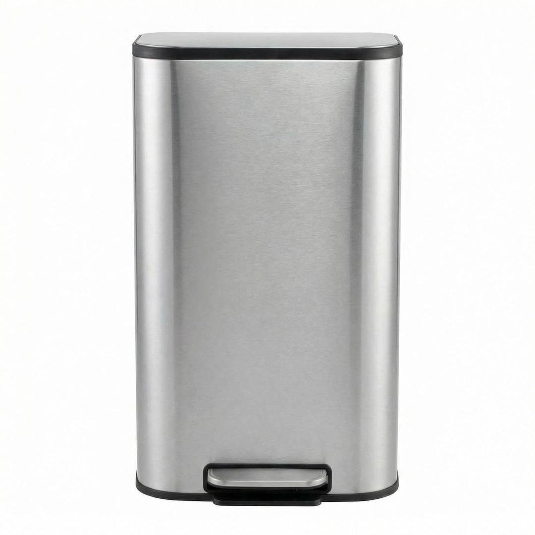 Garvee 13 Gal Stainless Steel Kitchen Trash Can with Lid, Soft Close Lid | Hands-free Step Pedal, Removable Inner Bucket, Smudge & Fingerprint Resistant, Rectangular Waste Bin