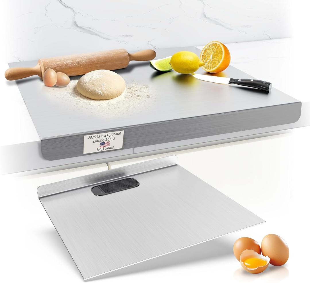 Stainless Steel Cutting Board, Kneading Board Baking Board, Countertop Chopping Boards for Meat, Fruits, Vegetables, and Bread, Easy To Clean (19.7"X23.6")