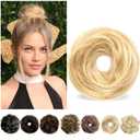 Messy Bun Hair Piece Human Hair Bun, Updo Hairpieces Donut, Messy Bun Hair Piece for Women Dark Blonde Mixed Bleach Blonde (5 Inch)