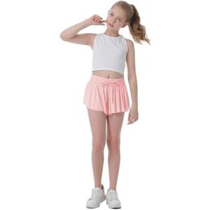 Flowy Shorts for Girls Butterfly Shorts for Kids Teens Preppy Tennis Running Athletic Shorts with Liner 5-6 Y