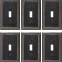 6-Pack Single Toggle Light Switch Cover Plate, Pearls Decorative Switch Plate Covers, Aged Bronze 1 Gang Metal Wall Plate, Corrosion Resistant