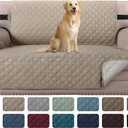H.VERSAILTEX Sofa Protector for Dogs/Cats/Pets Sofa Covers Slipcover Quilted Couch Coveres Loveseat Covers with Non Slip Elastic Strap Water Resistant Seat Width: 46" (Loveseat, Khaki/Beige)