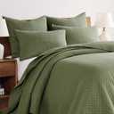 Levtex Home - Cross Stitch Forest Green - Euro Shams Set of Two - (26x26in.), No Insert - Cross Stitched Pattern - Cotton Fabric