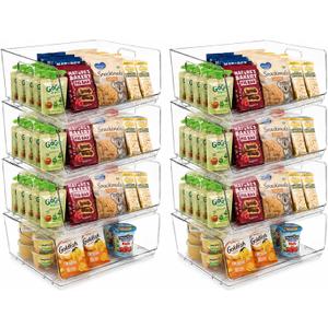ClearSpace Stackable Storage Bins, Front Pantry Organizer, Large, 8 Pack