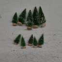 Pack of 10 Artificial Mini Christmas Trees, Desktop Miniature Pine Tree Snow Frosted Sisal Trees with Wood Base, Bottle Brush Trees for Xmas Tabletop Decor Winter Crafts Ornament Holiday Party Home Decor