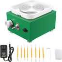 Mini Pottery Wheel Machine for Adults & Beginners, 2 Turntables (3.94" & 2.56") | 0-2000 RPM Adjustable Speed Pottery Machine Removable Splash Tray Ceramic Making Kit Includes 8 Sculpting Tools (Green)