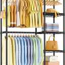 Ulif F2 Clothes Rack, 5 Tiers Heavy Duty Garment Rack for Bedroom, Freestanding Adjustable Closet Storage Organizer, 46.1" W x 15.4" D x 78.3" H, Load 630lbs, Upgraded Black