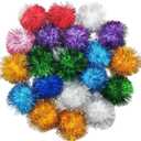 40 Pcs 2 Inch Assorted Color Flash Ball Cat's Favorite Toy Ball Tinsel Pom Poms Flash for Kittens Exercise and Multiple Cats Play and Chase