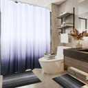 3 PCS Black and White Shower Curtain and Rug Sets with 12 Hooks, 71 x 71 Waterproof Ombre Bathroom Shower Curtains Set for Hotel Bathroom Decor