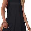 Summer Dresses for Women Beach Boho Sleeveless Vintage Floral Flowy Pocket Tshirt Tank Sundresses (Black, XL)