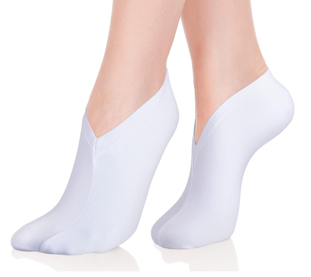Geyoga 10 Pairs Moisturizing Socks Overnight for Dry Feet Spa Cotton Moisture Enhancing Cosmetic Socks for Women and Men, White