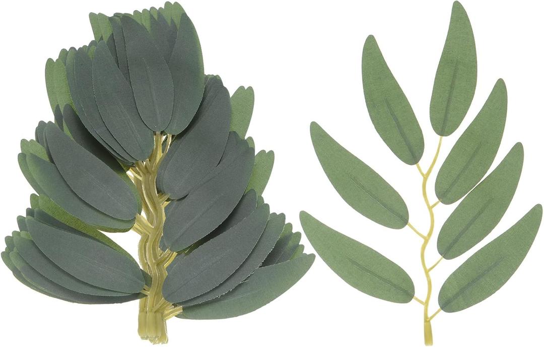 50-Pack Artificial Willow Leaves, Artificial Fake Willow Garland Stems for Bouquet/Wedding/Wreaths/Decorations, Faux Silk Greenery Leaf [5.7 Inch,Grey White]