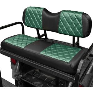 NOKINS Golf Cart Seat Covers Fit Club Car Precedent/ DS/ EZGO RXV/ TXT/ Yamaha Drive Aftermarket Standard Rear Seat Cushion, No Stapler, Multiple Colors&Breathable (Dark Green&Black)