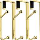 Blulu 4 Pack Over The Door Double Hooks, Bedroom Back of Door Hangers Metal Twin Hooks Organizer for Hanging Clothes, Towels, Coats, Hats, Bags, Bathrobes (Gold)
