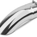 5 inch Inlet Curved Exhaust Tip, 5" Outlet 15" Overall Length Stainless Steel Turn Down Exhaust Tail Pipe, Bolt-On,Sleek Angle Cut, Polished Tailpipe, Silvery