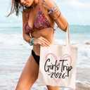 GXVUIS Canvas Tote Bag for Women Aesthetic Girls Trip Love 2025 Reusable Shoulder Bags for Shopping Beach Gift for Friend