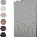 Changshade Blackout Cordless Cellular Shades for Windows,Honeycomb Blinds with Thermal Insulation,UV Protection,Child Safe,Privacy Light Control,Easy to Install27" W x 64" H,Grey