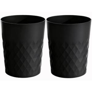 Bathroom Trash Can 1.8 Gallon Garbage Can Waste Basket Recycling Bin for Dorms Bedrooms Offices Kitchens, 2 Pack Black