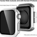 2 x GEAK Compatible with Apple Watch Case 44mm Series 4 Series 5 with Screen Protector, White Bumper All-Around Silver Edge Protective Case for iWatch SE Series 6 5 4 44mm White/Silver